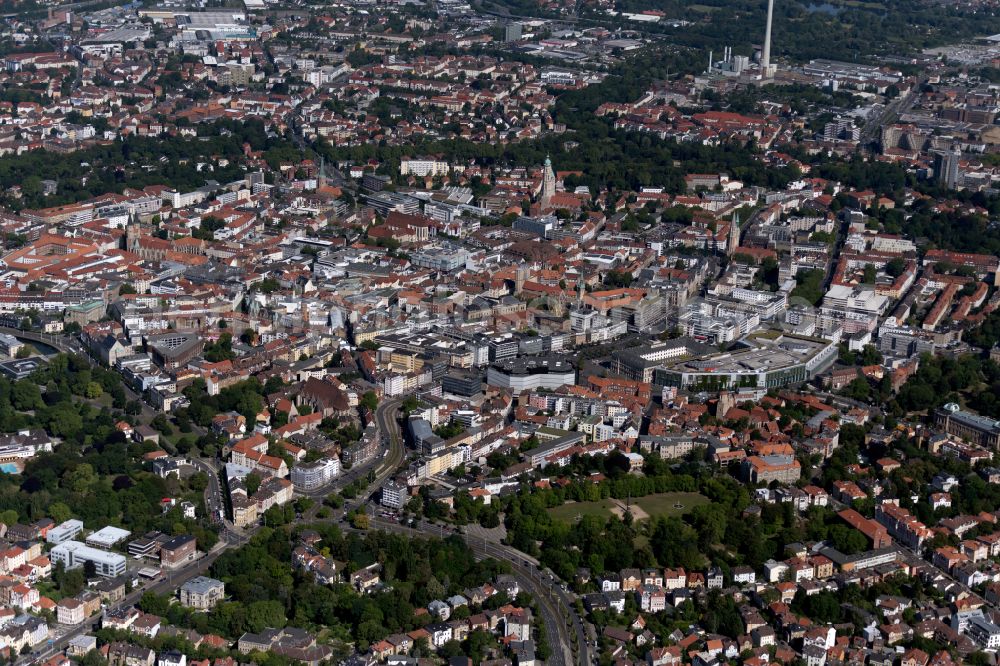 Aerial photograph Braunschweig - City view on down town in the district Innenstadt in Brunswick in the state Lower Saxony, Germany