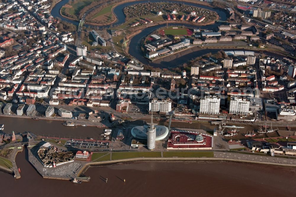 Aerial image Bremerhaven - City view of the city area of in Bremerhaven in the state Bremen, Germany