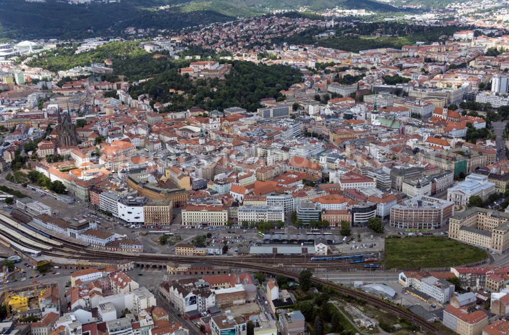 Brünn - Brno from above - City view on down town in Bruenn - Brno in Jihomoravsky kraj - Maehren, Czech Republic