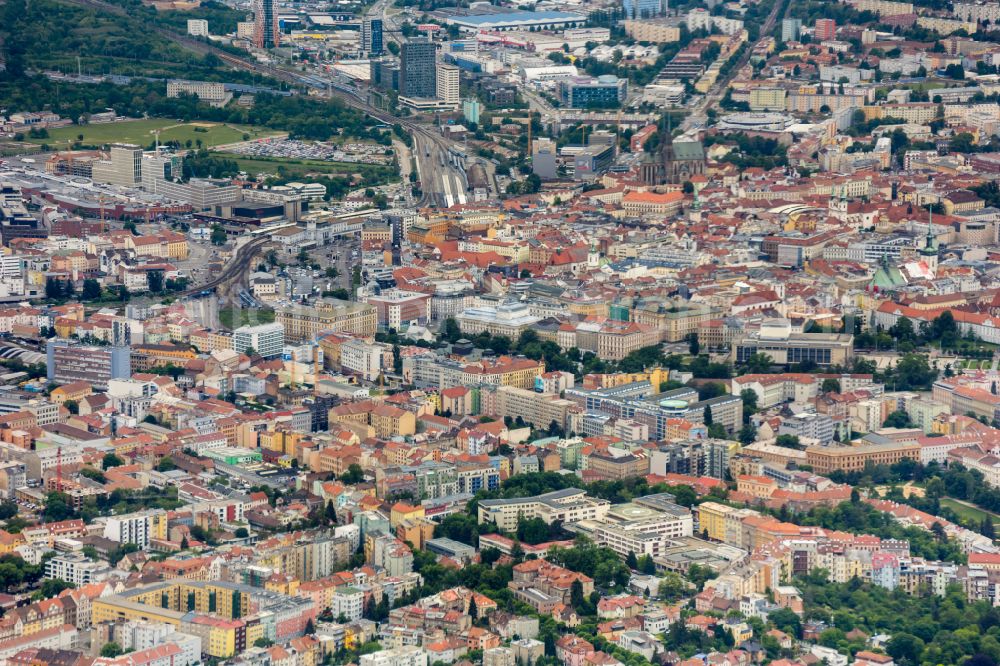 Aerial image Brünn - Brno - City view on down town in Bruenn - Brno in Jihomoravsky kraj - Maehren, Czech Republic