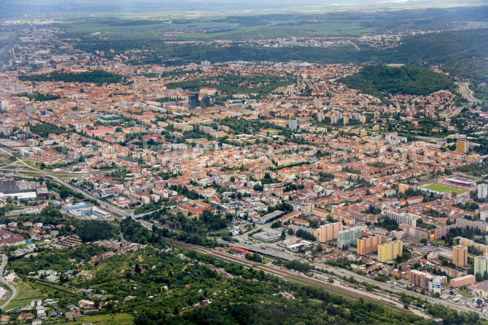 Aerial photograph Brünn - Brno - City view on down town in Bruenn - Brno in Jihomoravsky kraj - Maehren, Czech Republic