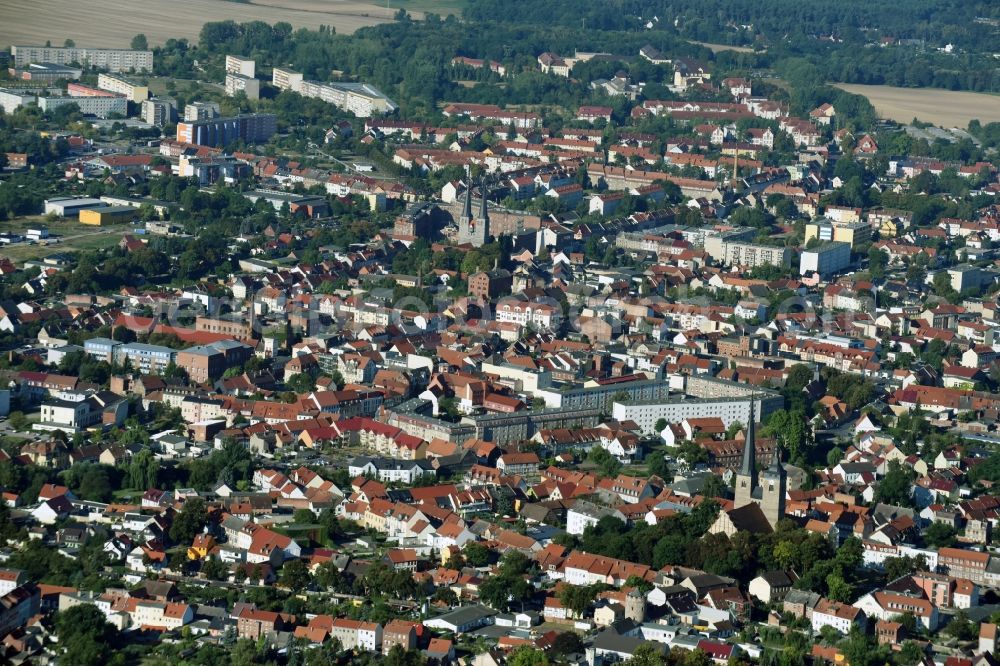 Burg from the bird's eye view: City view of the city area of in Burg in the state Saxony-Anhalt