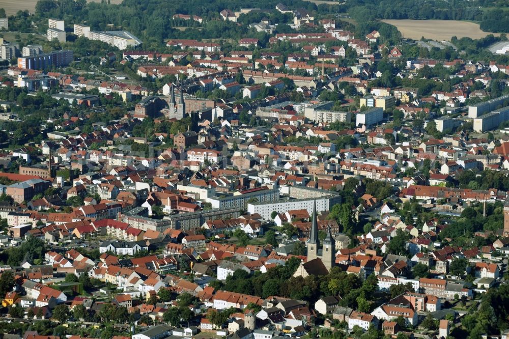 Aerial image Burg - City view of the city area of in Burg in the state Saxony-Anhalt