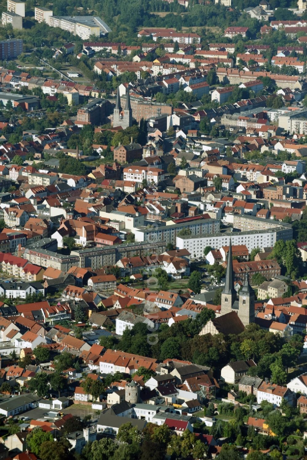 Burg from above - City view of the city area of in Burg in the state Saxony-Anhalt