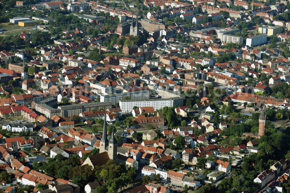 Burg from the bird's eye view: City view of the city area of in Burg in the state Saxony-Anhalt