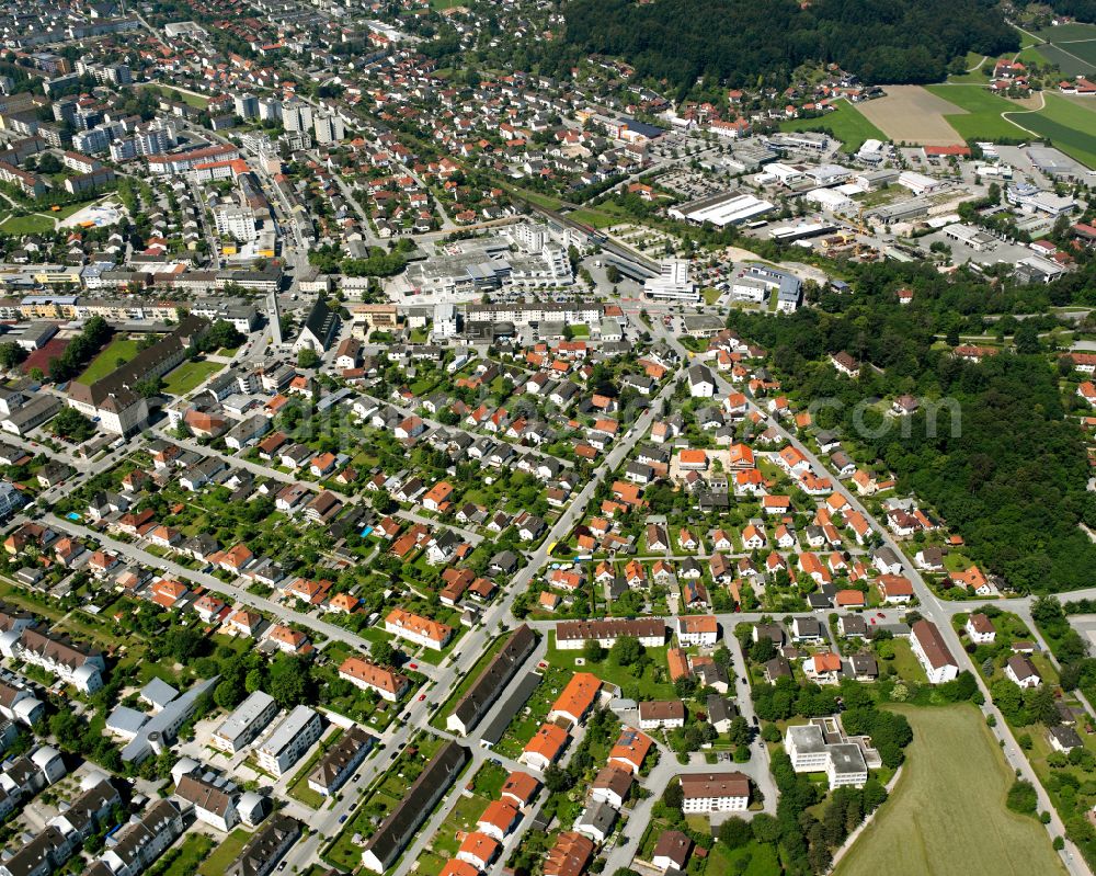 Aerial image Burghausen - City view on down town in Burghausen in the state Bavaria, Germany