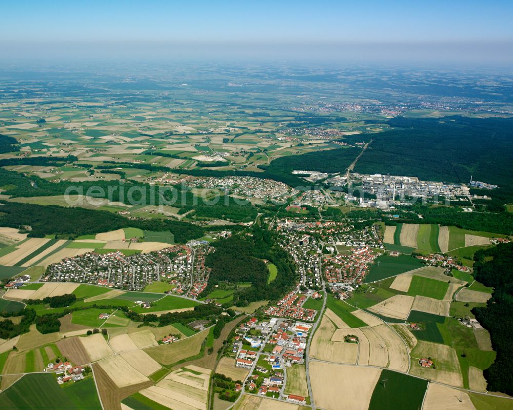 Aerial image Burgkirchen an der Alz - City view on down town in Burgkirchen an der Alz in the state Bavaria, Germany