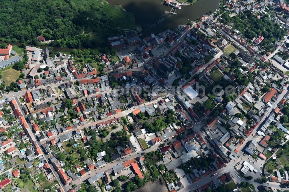 Calbe (Saale) from the bird's eye view: City view of the city area of in Calbe (Saale) in the state Saxony-Anhalt