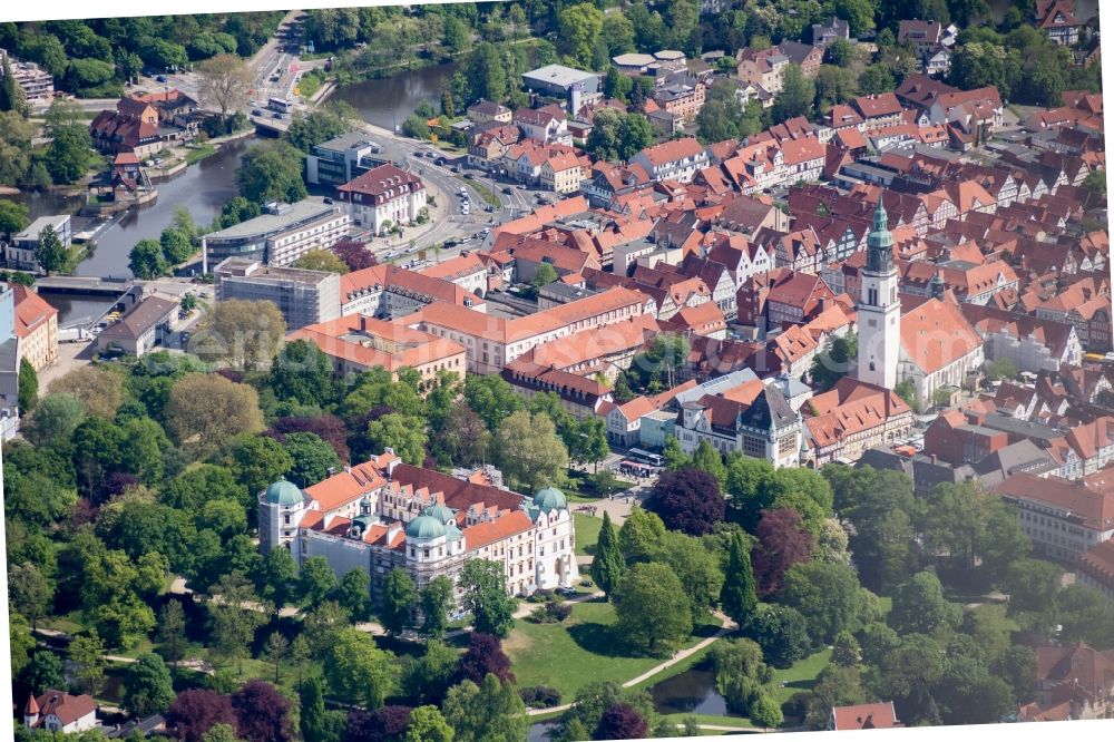 Aerial photograph Celle - City view from the center of in Celle in the state Lower Saxony ans Church St. Marien