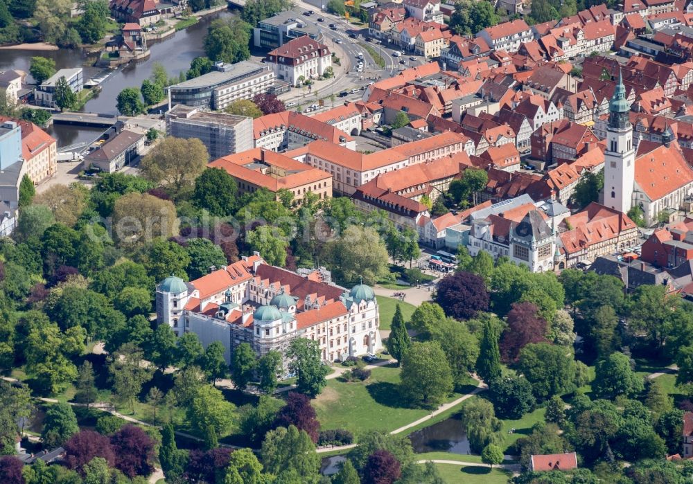 Aerial image Celle - City view from the center of in Celle in the state Lower Saxony ans Church St. Marien