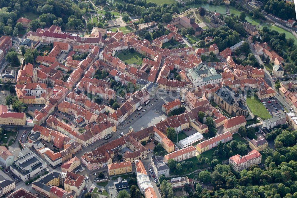 Cheb from above - City view of the city area of in Cheb (Eger) in KarlovarskA? kraj, Czech Republic