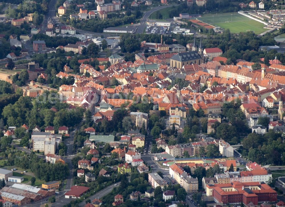 Cheb from the bird's eye view: City view of the city area of in Cheb (Eger) in KarlovarskA? kraj, Czech Republic