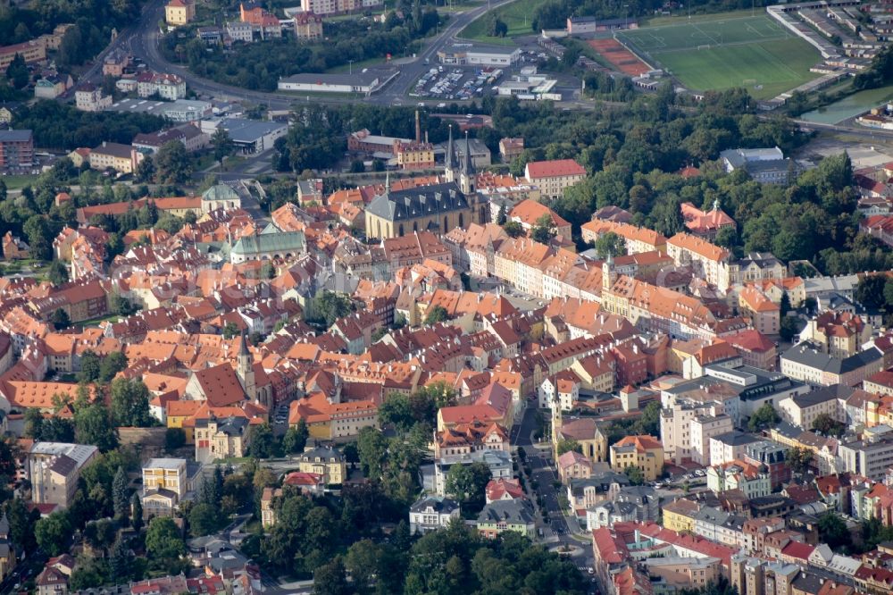 Aerial image Cheb - City view of the city area of in Cheb (Eger) in KarlovarskA? kraj, Czech Republic