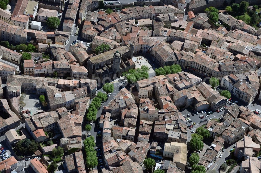 Clermont-l'Hérault from the bird's eye view: City view of the city area of in Clermont-l'Herault in Languedoc-Roussillon Midi-Pyrenees, France