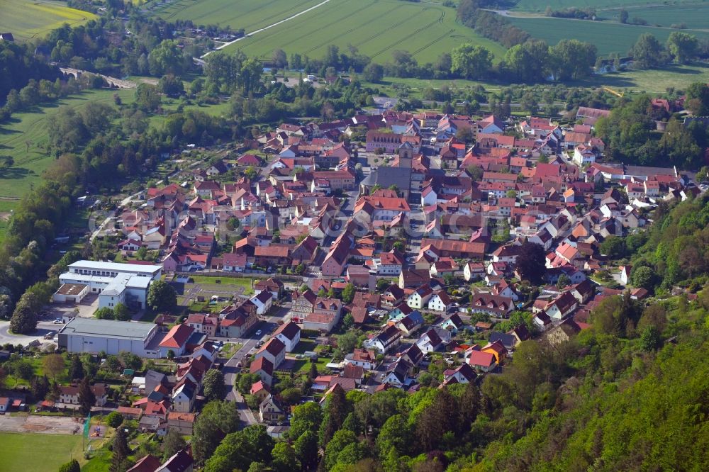 Aerial image Creuzburg - City view on down town in Creuzburg in the state Thuringia, Germany