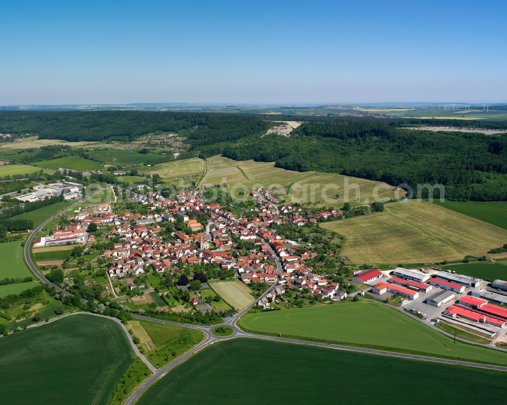 Aerial image Deuna - City view on down town in Deuna in the state Thuringia, Germany