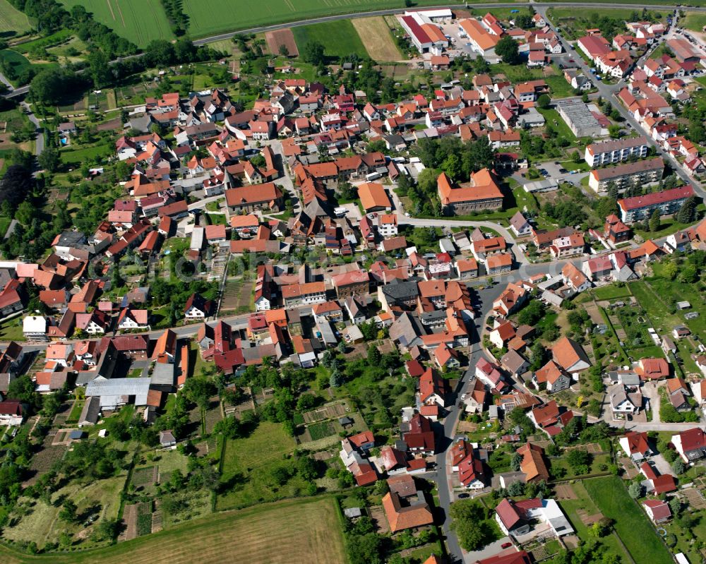 Deuna from above - City view on down town in Deuna in the state Thuringia, Germany