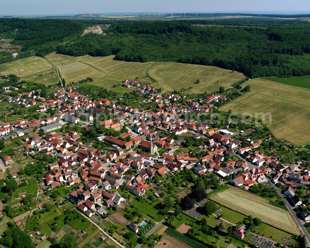 Aerial image Deuna - City view on down town in Deuna in the state Thuringia, Germany