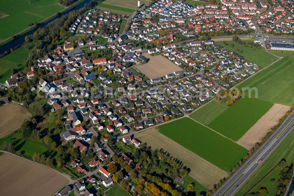 Aerial photograph Donaustetten - City view on down town in Donaustetten in the state Baden-Wuerttemberg, Germany