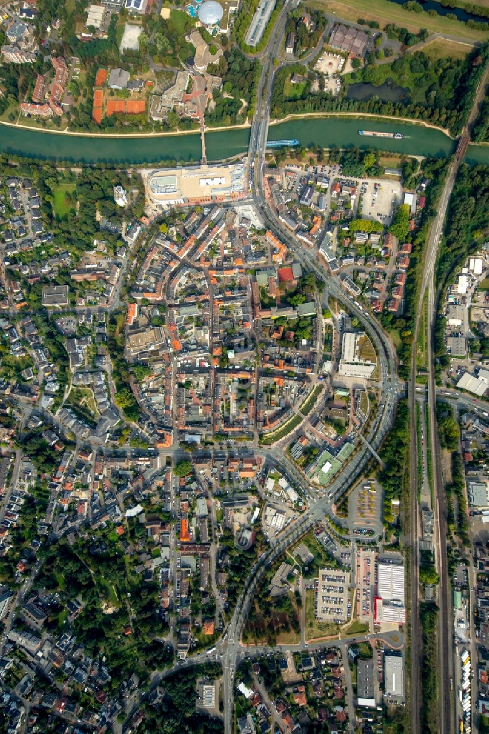 Aerial photograph Dorsten - City view of the city area of in Dorsten in the state North Rhine-Westphalia