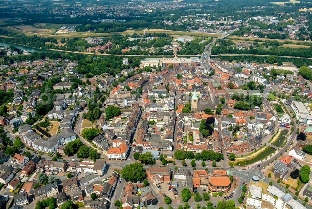 Dorsten from the bird's eye view: City view of the city area of in Dorsten in the state North Rhine-Westphalia, Germany