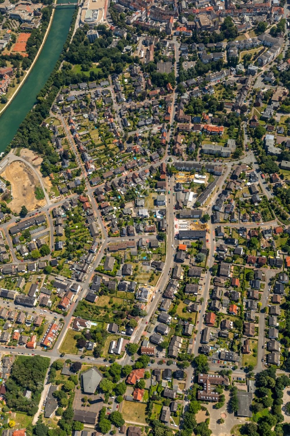 Dorsten from above - City view of the city area of in Dorsten in the state North Rhine-Westphalia, Germany