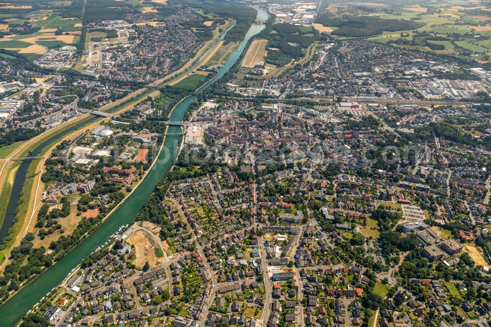 Dorsten from the bird's eye view: City view of the city area of in Dorsten in the state North Rhine-Westphalia, Germany