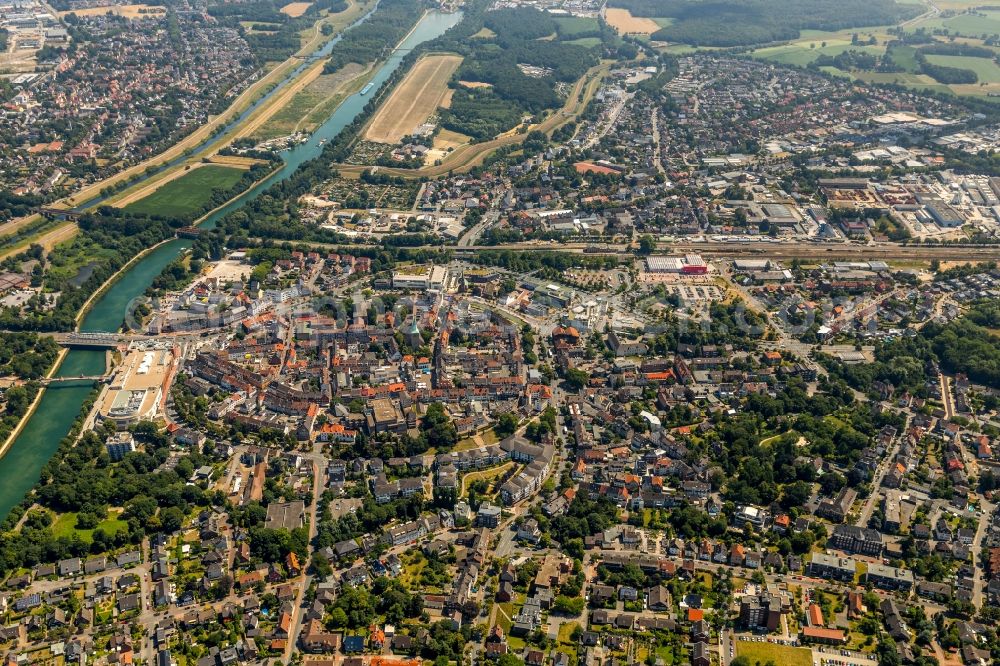 Dorsten from above - City view of the city area of in Dorsten in the state North Rhine-Westphalia, Germany