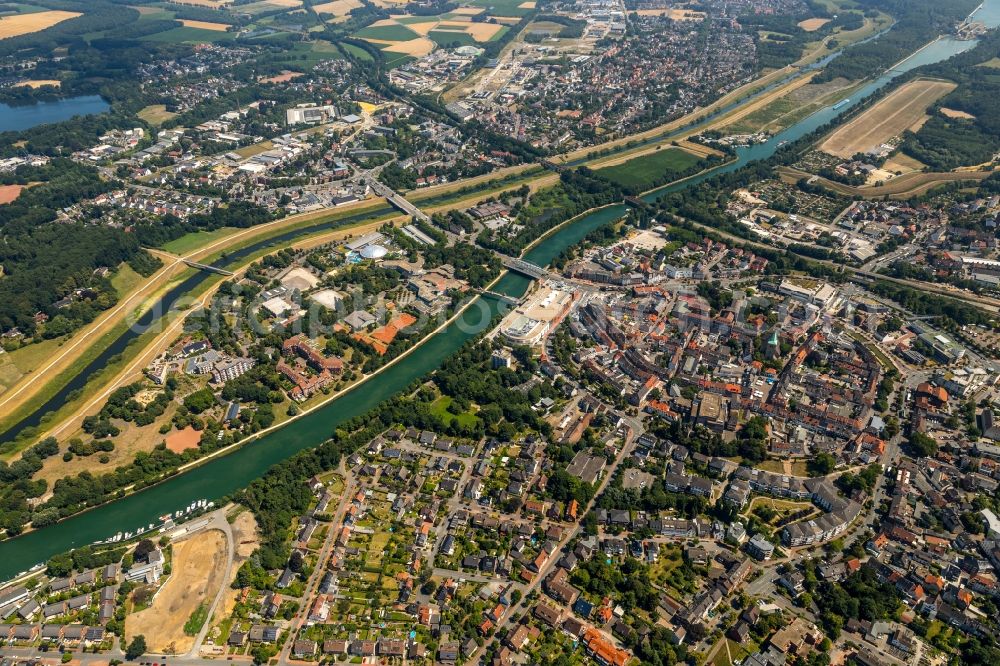 Dorsten from the bird's eye view: City view of the city area of in Dorsten in the state North Rhine-Westphalia, Germany