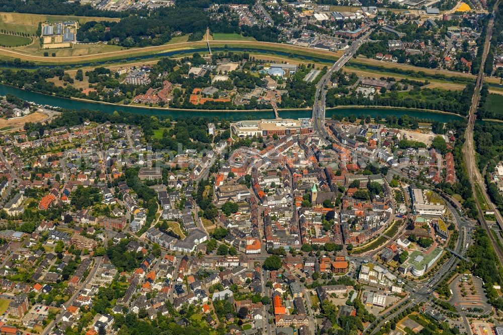 Dorsten from above - City view of the city area of in Dorsten in the state North Rhine-Westphalia, Germany