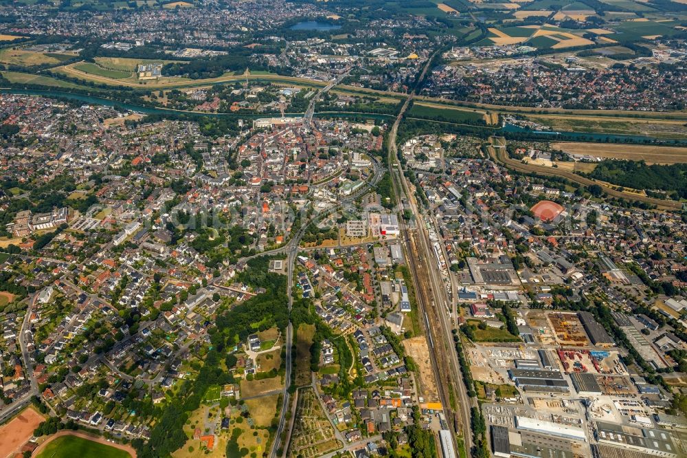 Dorsten from the bird's eye view: City view of the city area of in Dorsten in the state North Rhine-Westphalia, Germany