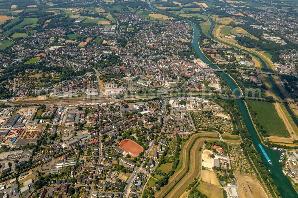 Dorsten from above - City view of the city area of in Dorsten in the state North Rhine-Westphalia, Germany