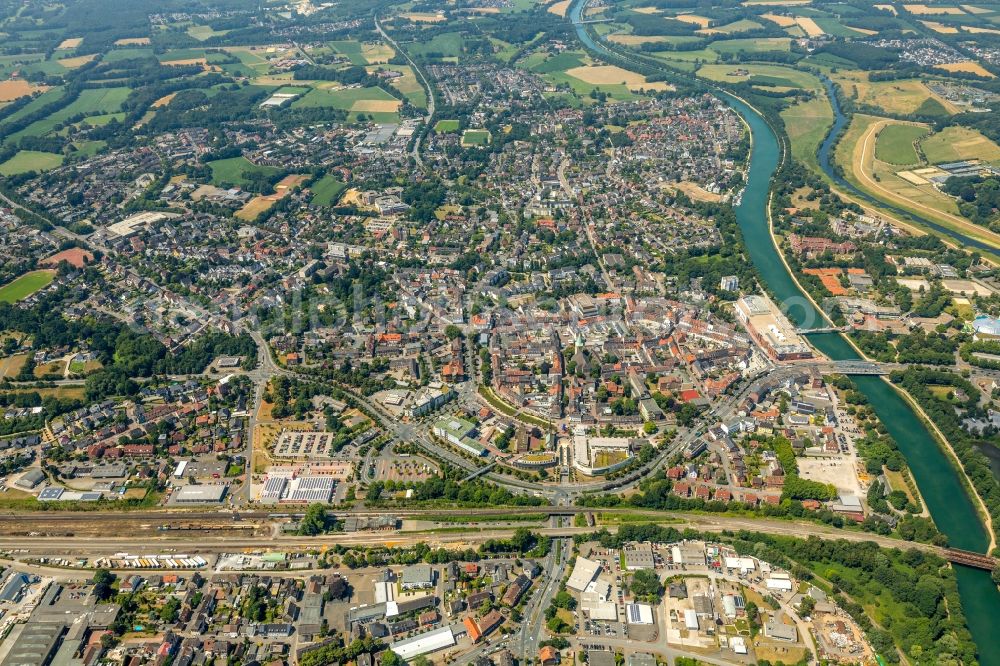 Dorsten from above - City view of the city area of in Dorsten in the state North Rhine-Westphalia, Germany