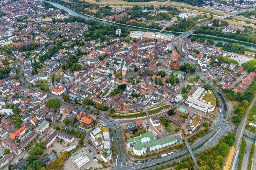 Dorsten from the bird's eye view: City view on down town in Dorsten in the state North Rhine-Westphalia, Germany