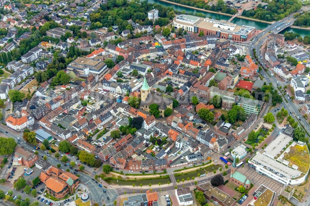 Aerial photograph Dorsten - City view on down town in Dorsten in the state North Rhine-Westphalia, Germany