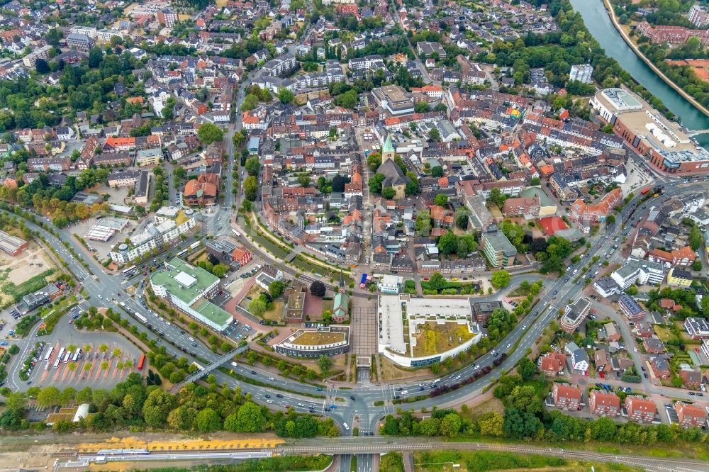 Dorsten from the bird's eye view: City view on down town in Dorsten in the state North Rhine-Westphalia, Germany