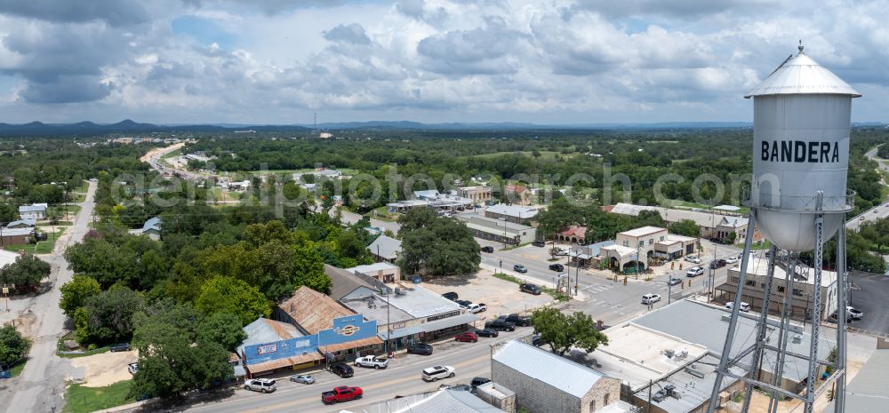 Bandera from above - City view on down town Downtown on street Main Street in Bandera in Texas, United States of America