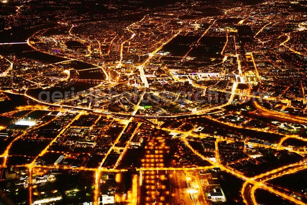 Dresden from above - City view on down town in the district Zentrum in Dresden in the state Saxony, Germany