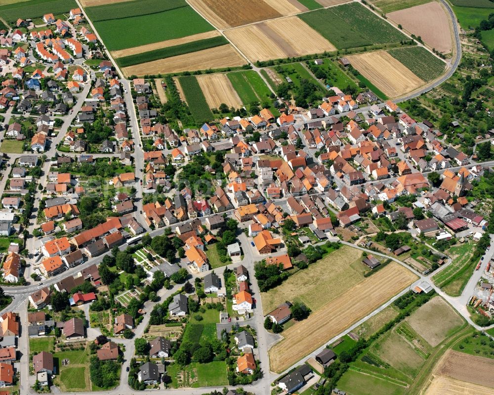 Dürrenzimmern from above - City view on down town in Dürrenzimmern in the state Baden-Wuerttemberg, Germany