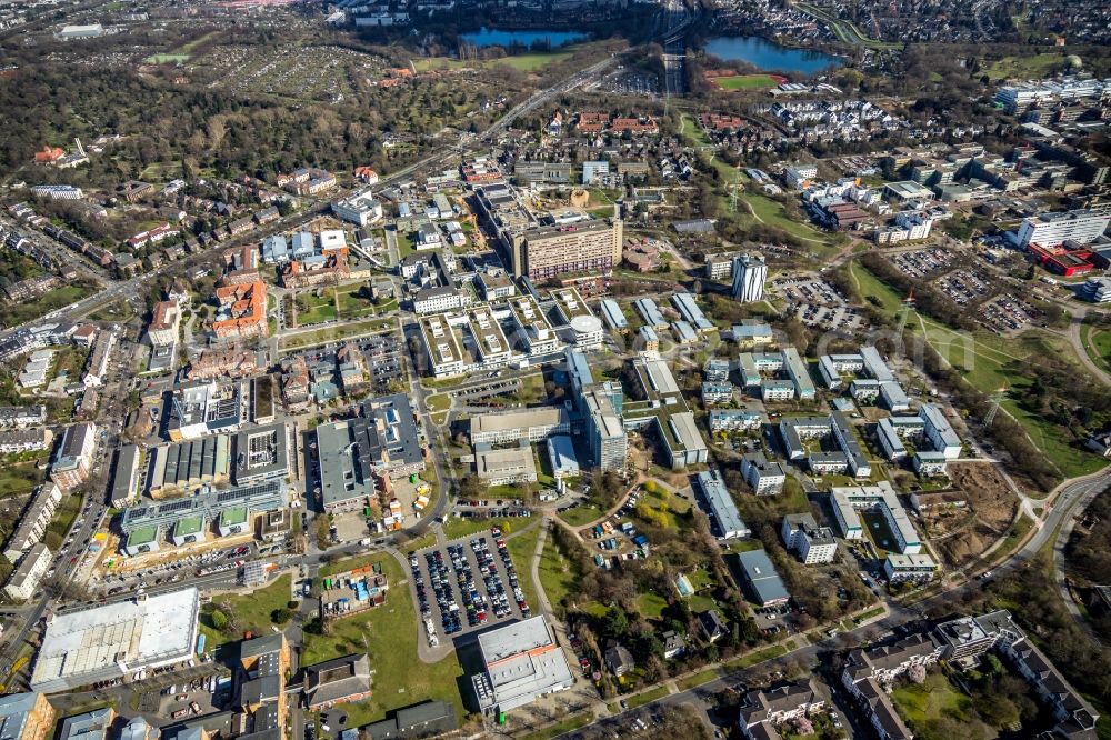 Aerial image Düsseldorf - City view on down town in Duesseldorf in the state North Rhine-Westphalia, Germany