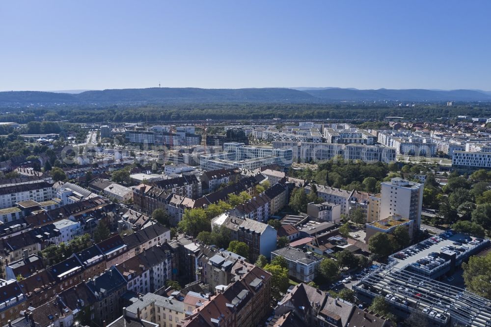 Aerial image Karlsruhe - City view on down town Durlacher Tor in Karlsruhe in the state Baden-Wurttemberg, Germany