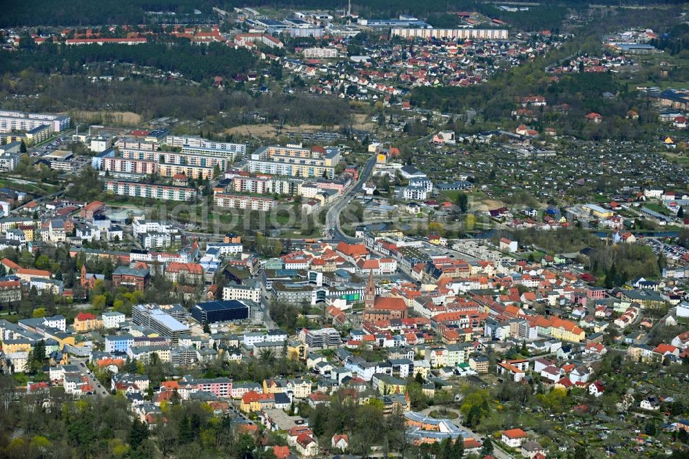 Eberswalde from the bird's eye view: City view on down town in Eberswalde in the state Brandenburg, Germany