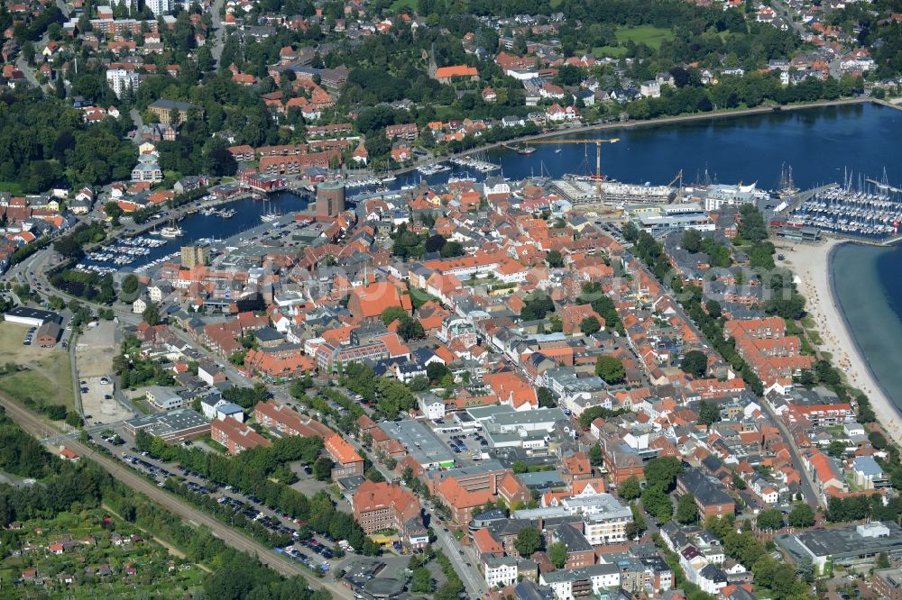 Aerial photograph Eckernförde - City view of the inner-city area at the port in Eckernfoerde in the state Schleswig-Holstein