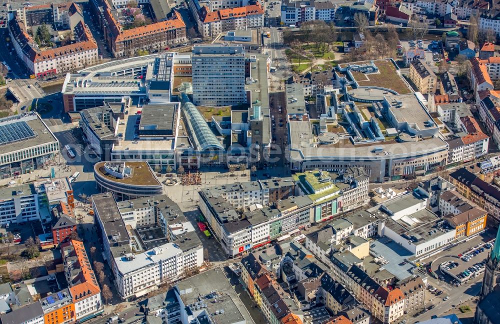 Hagen from above - City view on down town on Volme Galerie on Friedrich-Ebert-Platz in Hagen in the state North Rhine-Westphalia, Germany