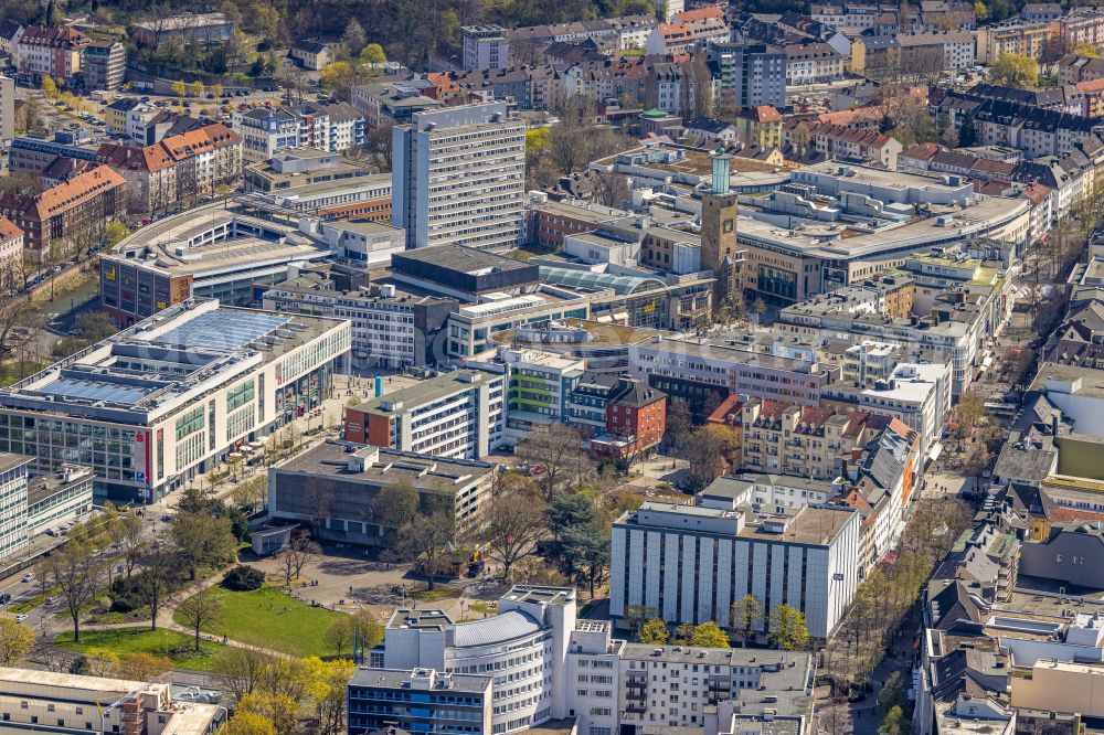 Aerial image Hagen - City view on down town on Volme Galerie on Friedrich-Ebert-Platz in Hagen at Ruhrgebiet in the state North Rhine-Westphalia, Germany