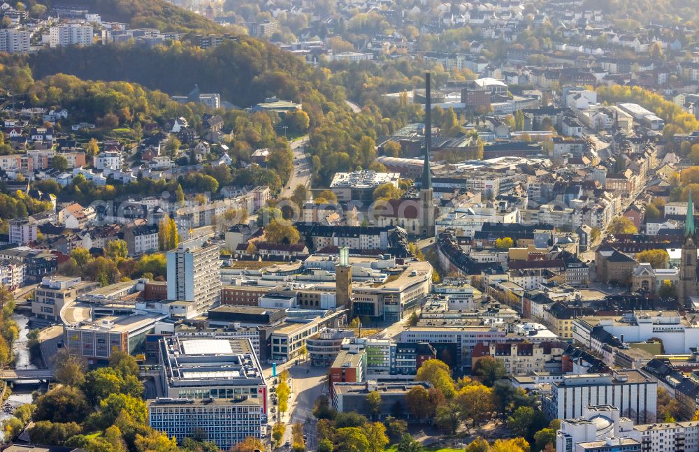 Aerial photograph Hagen - City view on down town on Volme Galerie on Friedrich-Ebert-Platz in Hagen in the state North Rhine-Westphalia, Germany