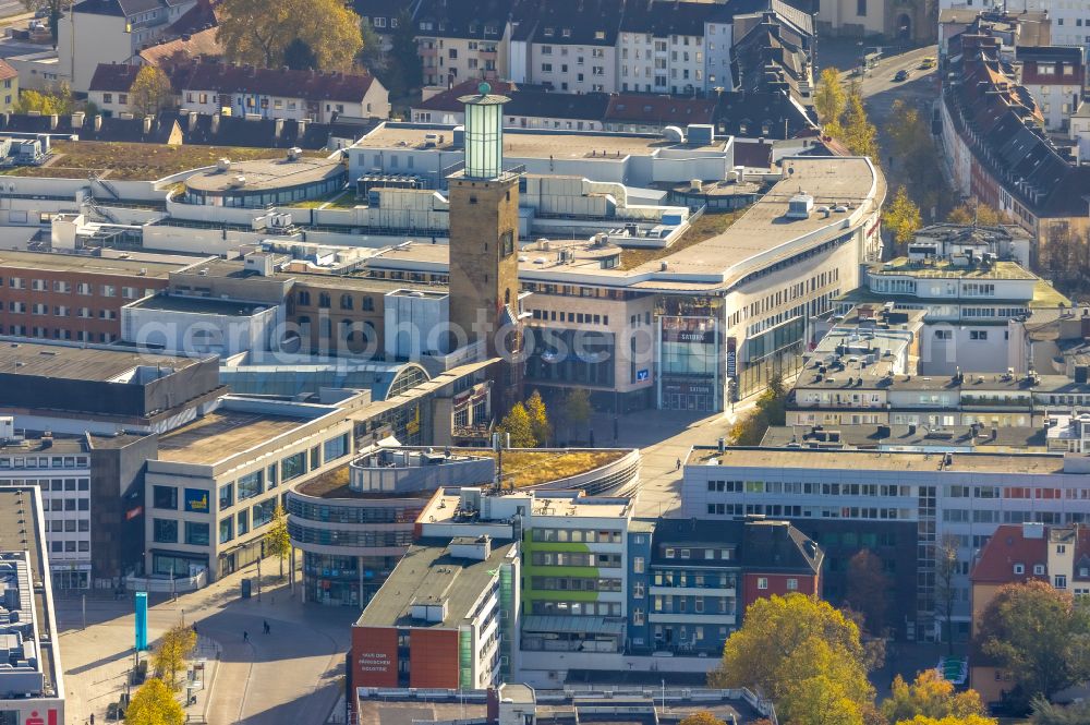 Hagen from above - City view on down town on Volme Galerie on Friedrich-Ebert-Platz in Hagen in the state North Rhine-Westphalia, Germany