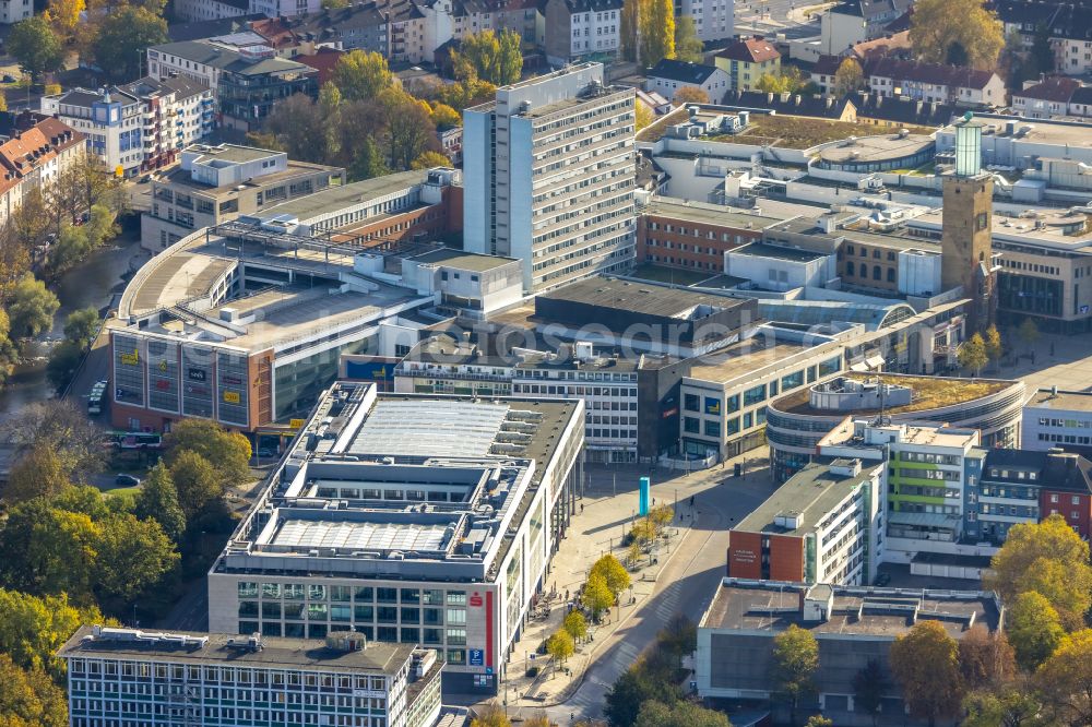 Hagen from above - City view on down town on Volme Galerie on Friedrich-Ebert-Platz in Hagen in the state North Rhine-Westphalia, Germany