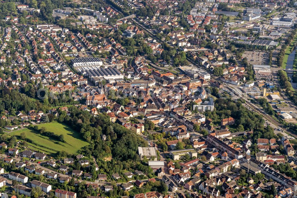 Aerial image Emmendingen - City view on down town in Emmendingen in the state Baden-Wuerttemberg, Germany