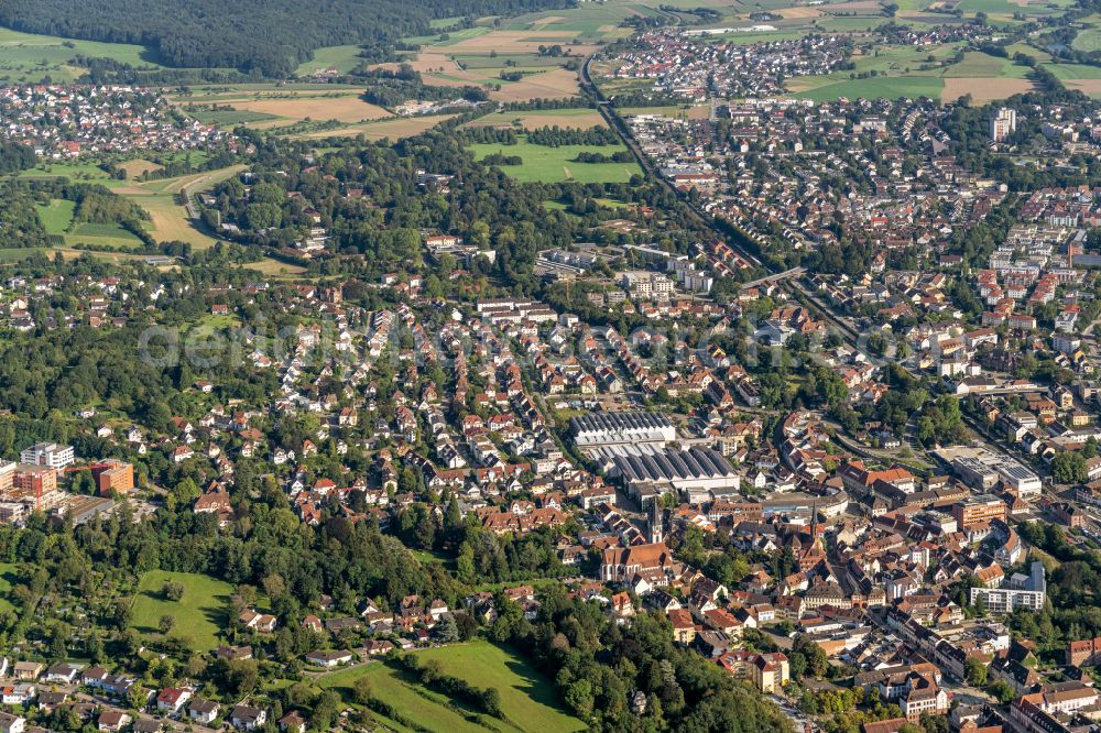 Aerial photograph Emmendingen - City view on down town in Emmendingen in the state Baden-Wuerttemberg, Germany